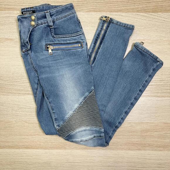 Balmain Moto Skinny Jeans